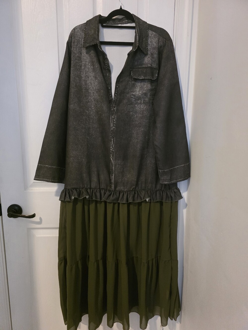 Lolly Boho Tiered Maxi Dress With Tiered Skirt in Green Size Large - Picture 8 of 11